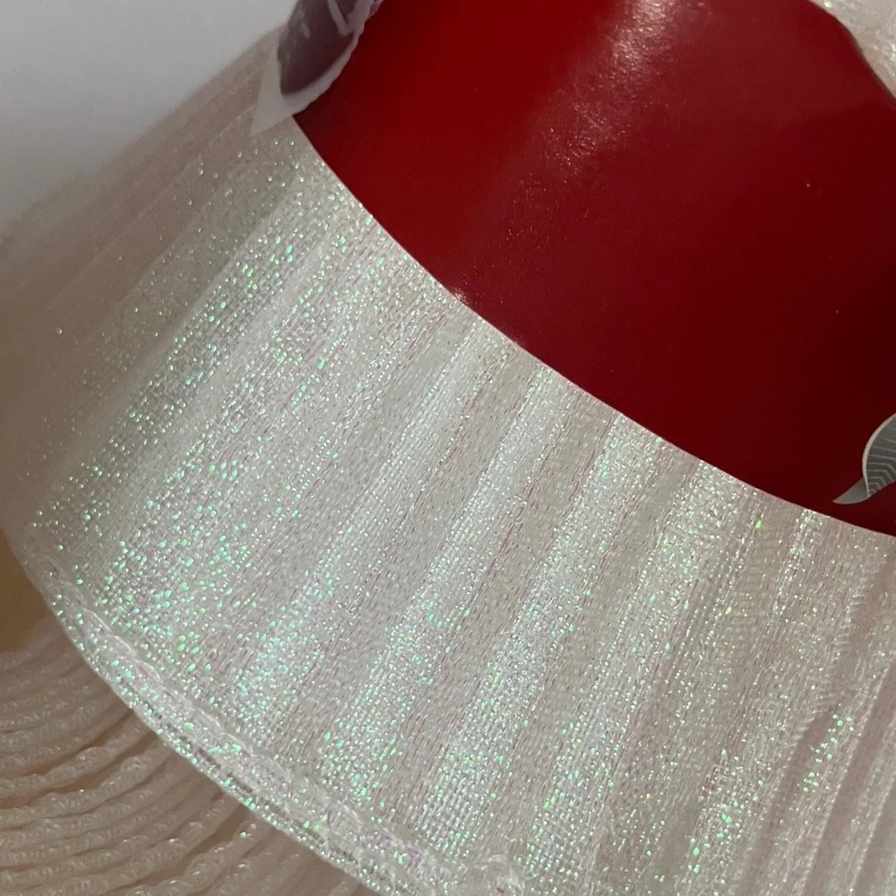 White Iridescent Sparkle Spiral Ribbon Set‎ 5 Rolls 4.7” wide 15’ long each